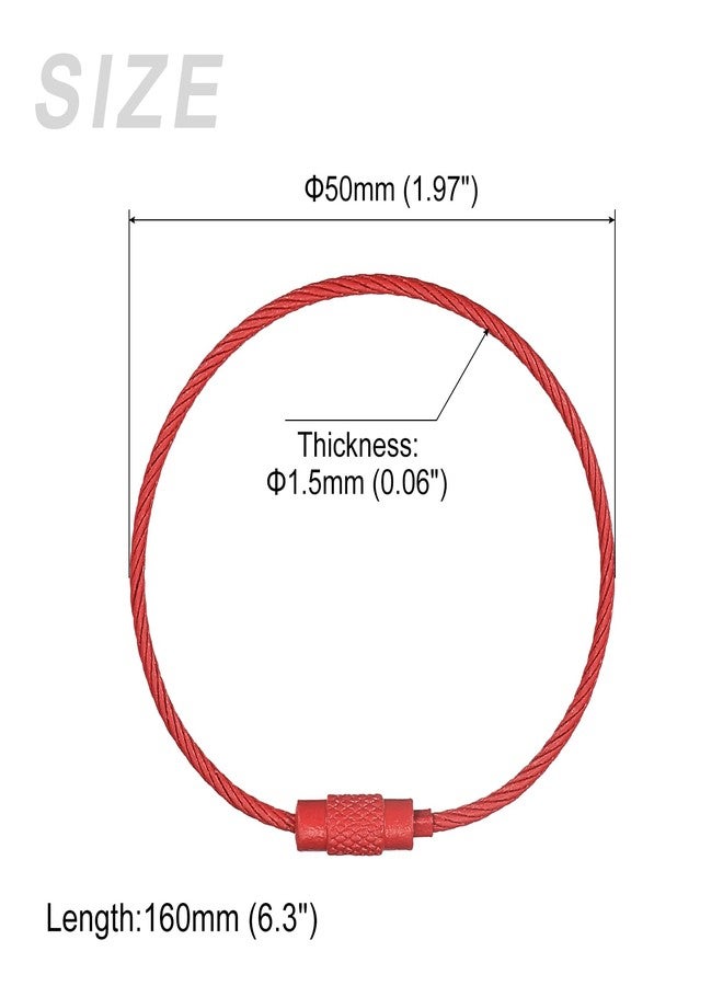 METALLIXITY Wire Keychains (160mm/6.3") 4Pcs, Carbon Steel Wire Keychains Loops Tag Cable Rings for Hanging Luggage Tags or ID Tags, Red - Image 2